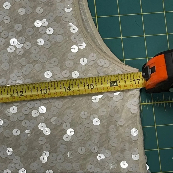 J. Crew sparkly sequined cream off white blouse tank top, size small. Sequins - Picture 8 of 13